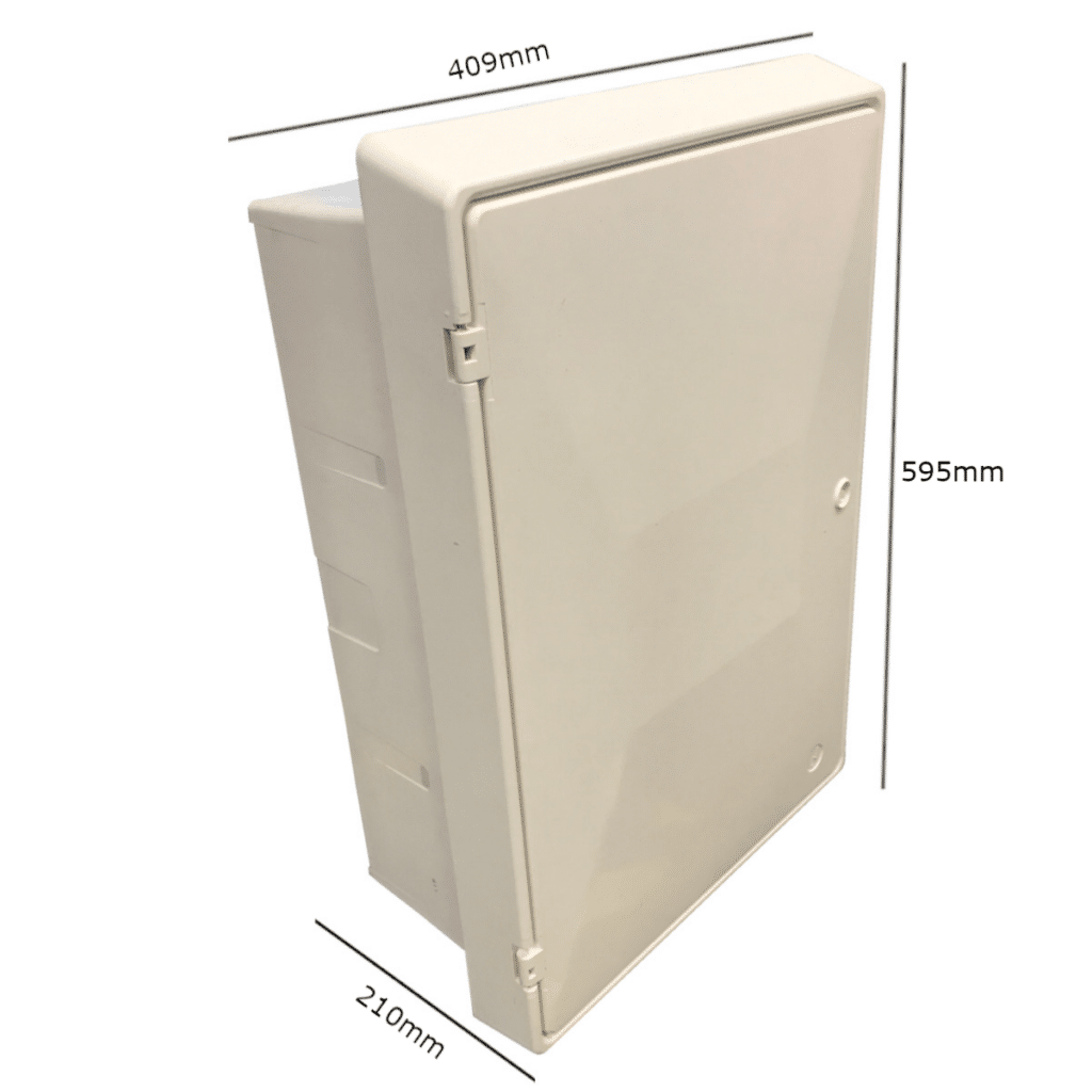 Recessed Electric Meter Box Wall Cavity Housing (595mm x 409mm x 210mm) White Mitras Gas