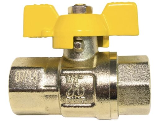 GAS BALL VALVE – 3/4″ BSPT F/F YELLOW TEE HANDLE Product Image