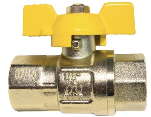 GAS BALL VALVE – 1/2″ BSPT F/F YELLOW TEE HANDLE Product Image