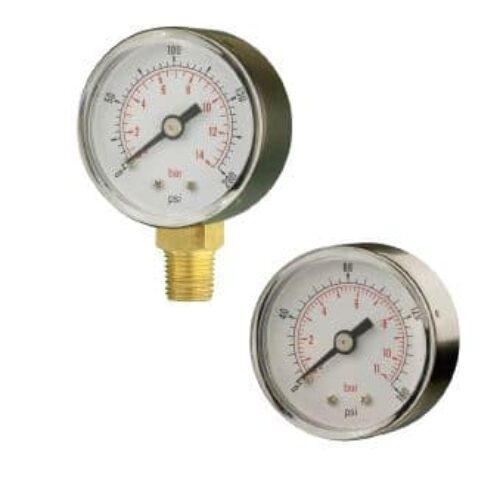 50mm PRESSURE GAUGE 1/4′ INLET 0-300 PSI PLASTIC CASE Product Image