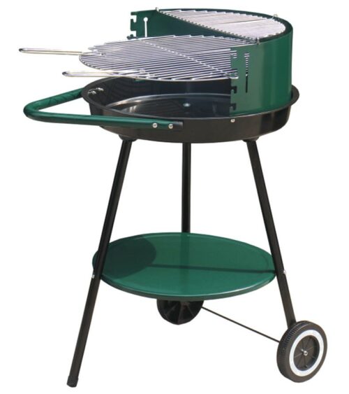 Round Portable Trolley Charcoal Barbecue – Green Product Image